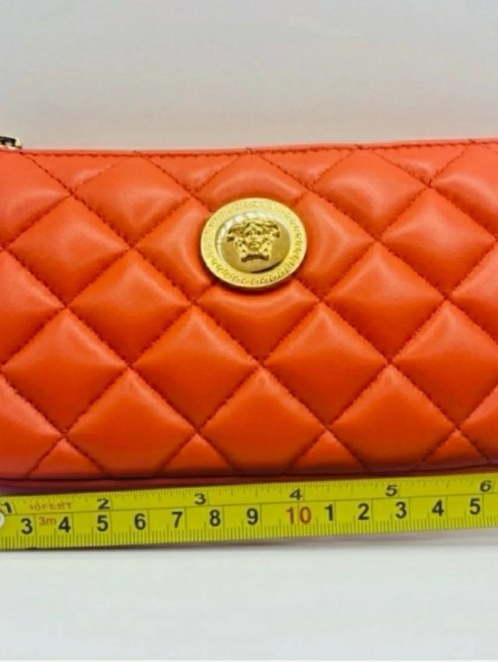 Versace Quilted Leather Shoulder Bag, Gold Medusa & Card Holder (Retail $1375)